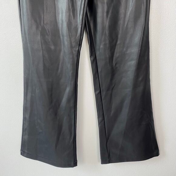 ASOS Design Faux Leather Trousers Black High Rise Subtle Flare Pants Size 6P - Picture 4 of 9